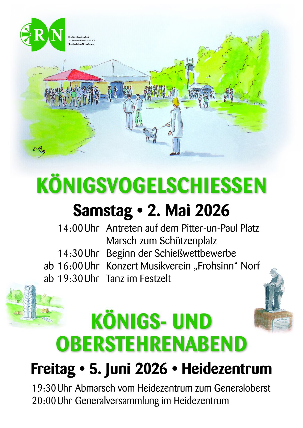 Plakat Königsvogelschießen und Königs- und Oberstehrenabend 2026