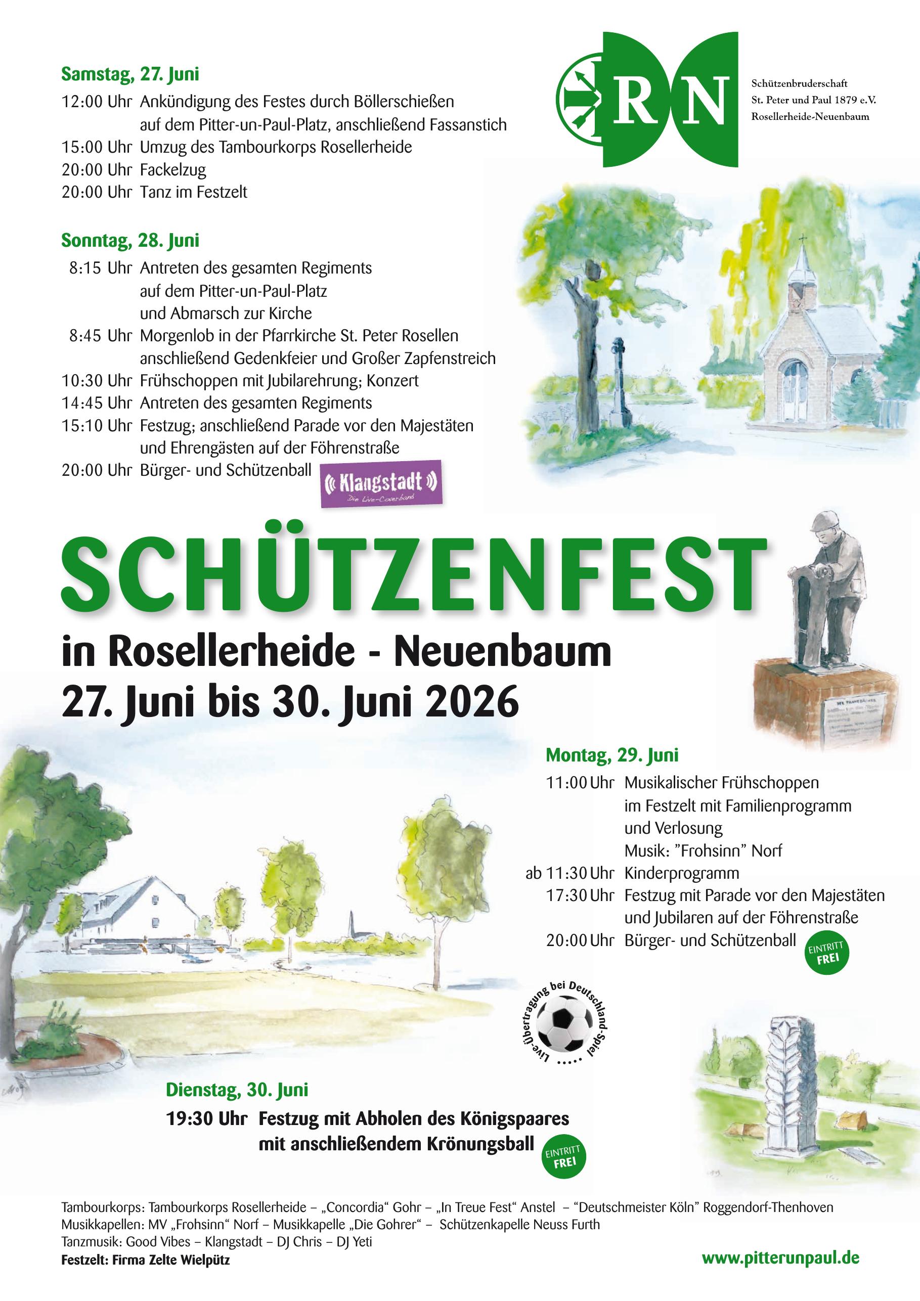 Plakat Schützenfest 2026 Rosellerheide-Neuenbaum